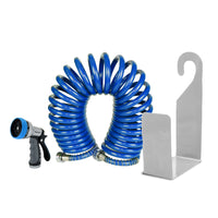 Zephyr Pet Wash Recoil Hose 10mm X 10Mtr With 8 Pattern Push Button Cyclone Nozzle & Hose Hanger thumbnail