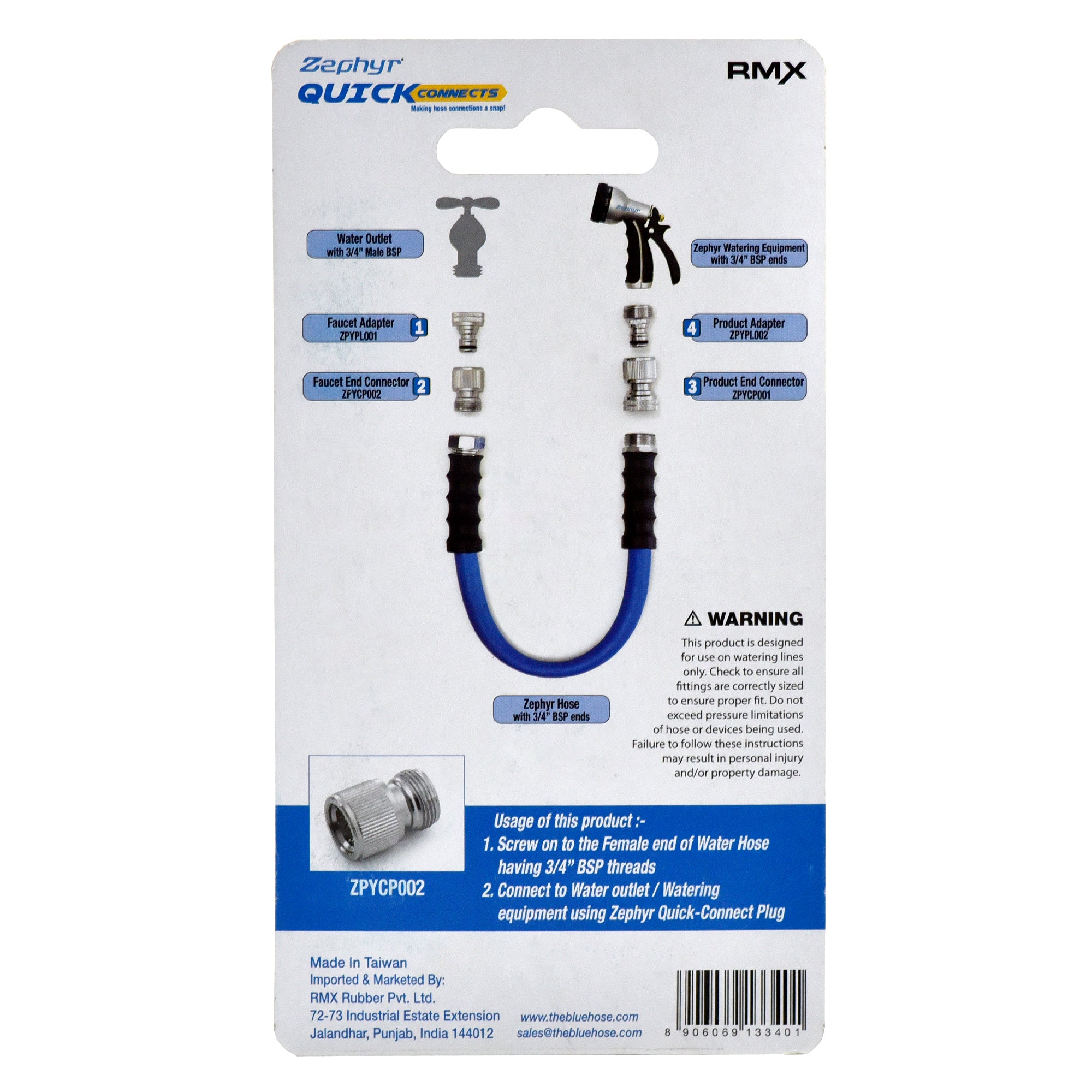 Zephyr Quick Connects Male Universal Coupler (Silver)