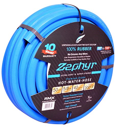 Zephyr Next-Gen Garden Hose (5/8" x 50ft, Blue) – Ultra-Light and Durable Rubber Design