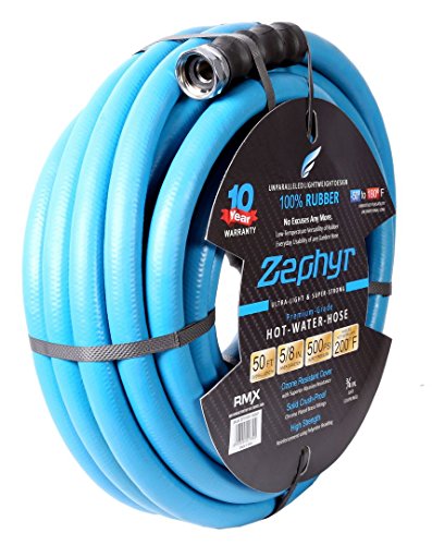 Zephyr Next-Gen Garden Hose (5/8" x 50ft, Blue) – Ultra-Light and Durable Rubber Design
