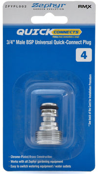 Zephyr Quick Connects – Male Universal Plug (Silver) for Leak-Free Connections thumbnail