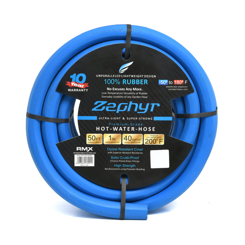 Zephyr Hot-n-Cold Garden Hose (1 Inch/25mm ID) – Packaged Without Fittings, Heavy-Duty Design