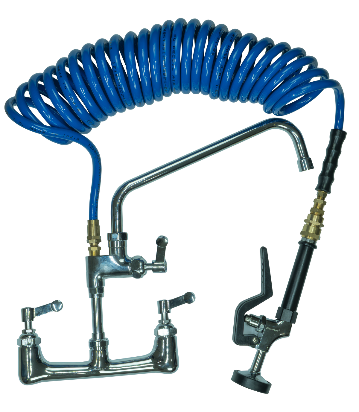 Zephyr Wall Mount Pre Rinse Unit with PU Water Hose Recoil10mm x 8Mtr & 12’’ Spout for Pet wash Pet Wash Accessories