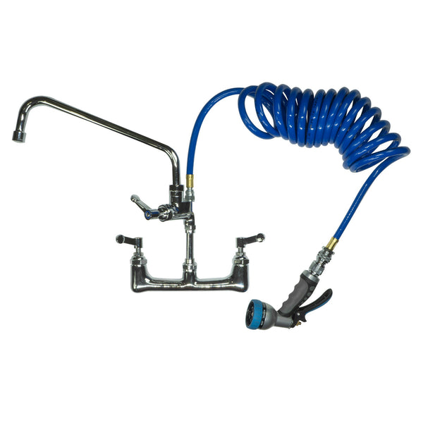 Zephyr Wall Mount Pre Rinse Unit with PU Water Hose Recoil10mm x 8Mtr & 12’’ Spout for Pet wash Pet Wash Accessories