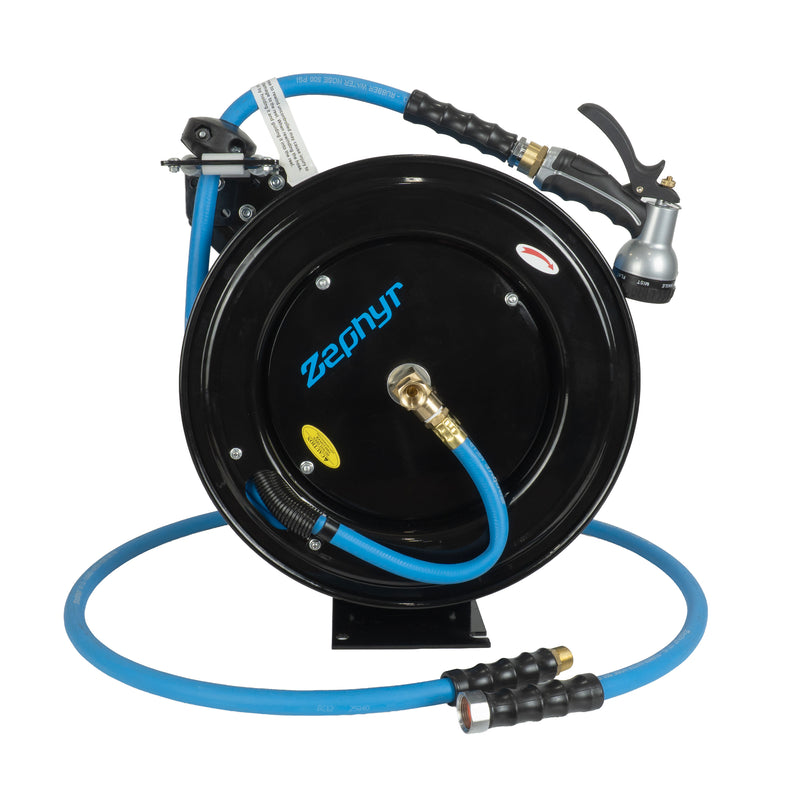 Zephyr Pet Wash Auto Retractable Metal Hose Reel for Home & Outdoor (19mm × 15 M) - Black