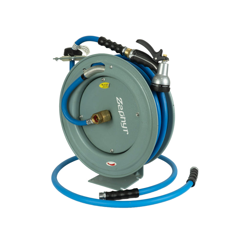 Zephyr Heavy-Duty Auto-Retractable Garden Water Hose Reel – Grey – Built for High-Performance Watering