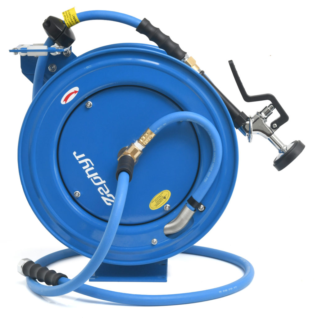 Zephyr Pet Wash Station Auto-Retractable Metal Hose Reel with GentleFlow Shower Gun (13mm × 10M) Handles Hot & Cold