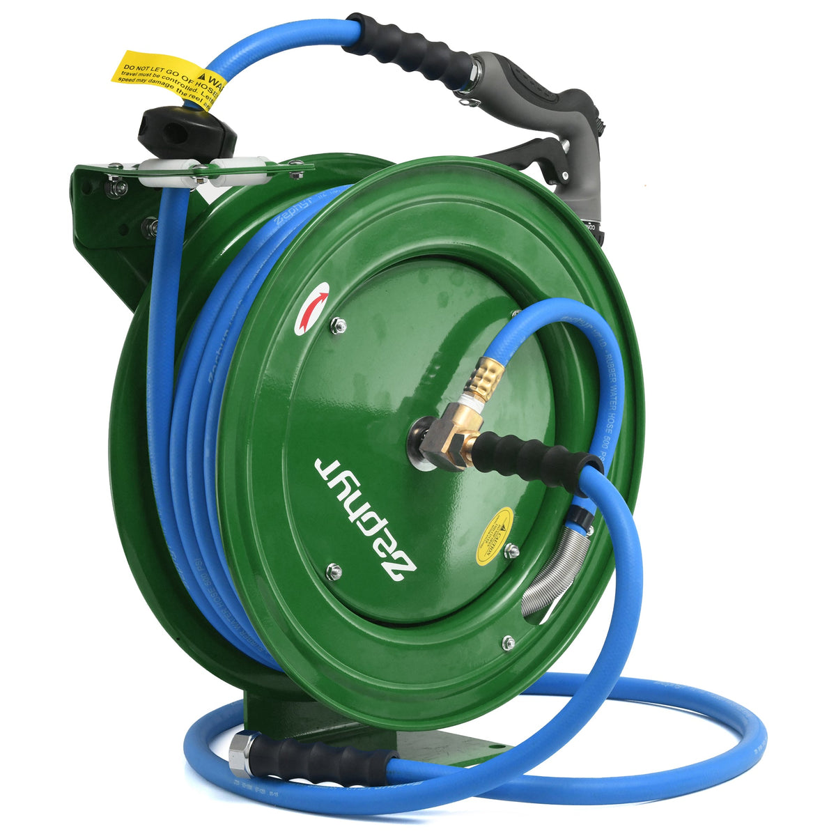 Zephyr Pet Wash Auto Retractable Metal Hose Reel for Home & Outdoor (13mm × 15 M) - Green Pet Wash Hose Reel
