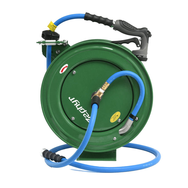 Zephyr Pet Wash Auto Retractable Metal Hose Reel for Home & Outdoor (13mm × 15 M) - Green Pet Wash Hose Reel