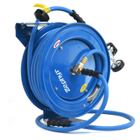 Zephyr Pet Wash Station Auto-Retractable Metal Hose Reel with GentleFlow Shower Gun (13mm × 15M), Handles Hot & Cold Water thumbnail