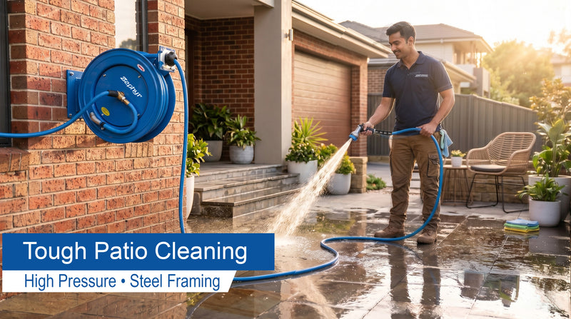 Zephyr 13MM Heavy-Duty Auto-Retractable Water Hose Reel – Built for Tough Cleaning , Car Washing and Gardening Tasks
