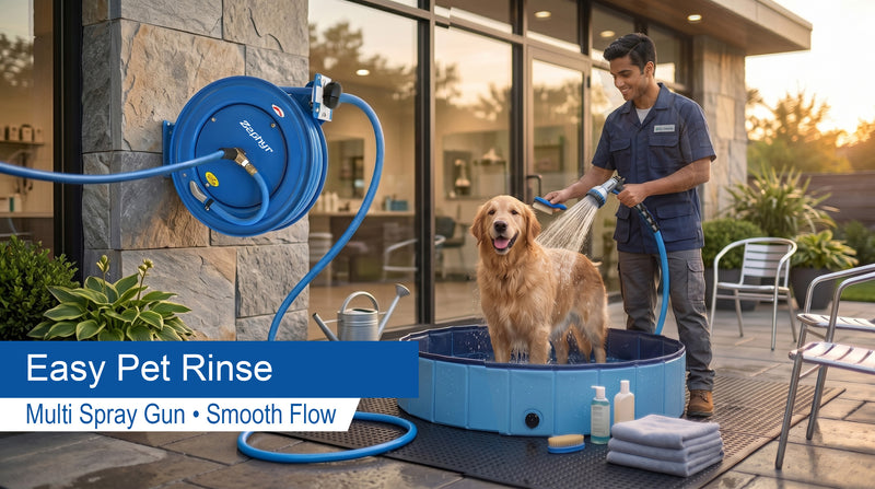 Zephyr 13MM Heavy-Duty Auto-Retractable Water Hose Reel – Built for Tough Cleaning , Car Washing and Gardening Tasks