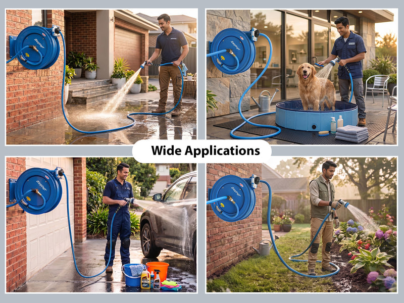 Zephyr 13MM Heavy-Duty Auto-Retractable Water Hose Reel – Built for Tough Cleaning , Car Washing and Gardening Tasks