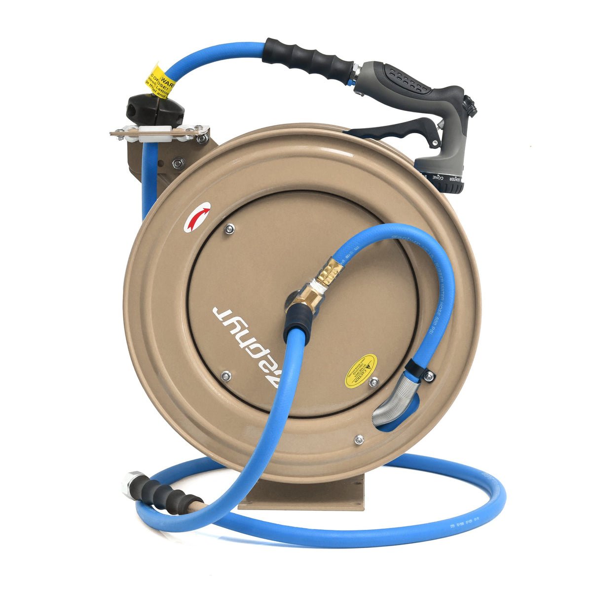 Zephyr Pet Wash Auto Retractable Metal Hose Reel for Home & Outdoor (19mm × 15 M) - Beige Pet Wash Hose Reel