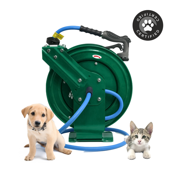 Zephyr Pet Wash Auto Retractable Metal Hose Reel for Home & Outdoor (19mm × 15 M) - Green Pet Wash Hose Reel