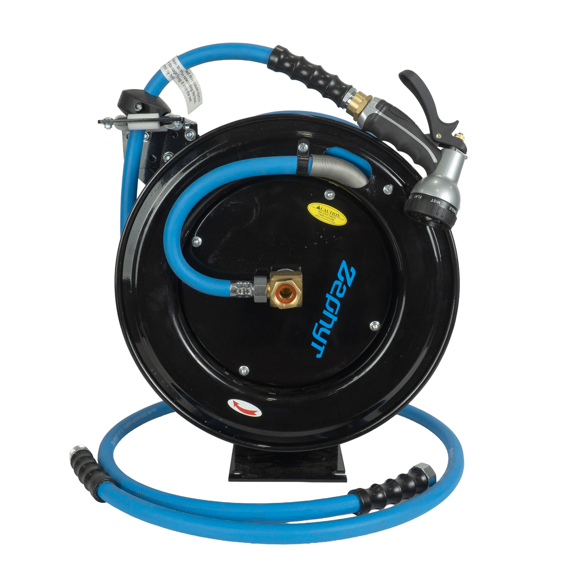 Zephyr Pet Wash Auto Retractable Metal Hose Reel for Home & Outdoor (13mm × 15 M) - Black