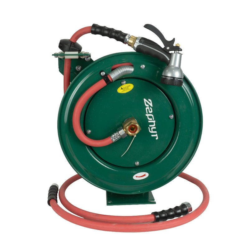 Zephyr Retractable Water Hose Reel with Spray Gun (Heavy-Duty | Multiple Colors)