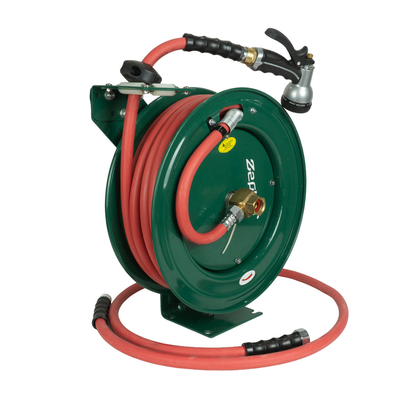 Zephyr Retractable Water Hose Reel with Spray Gun (Heavy-Duty | Multiple Colors)