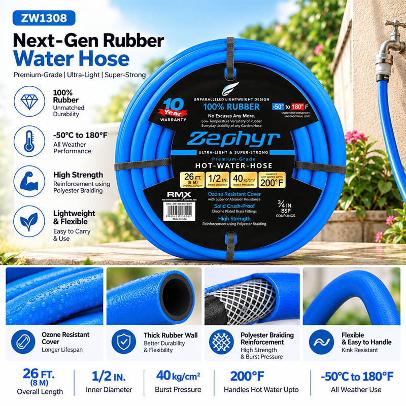 Zephyr Balcony Watering & Wash Kit – Rubber Hose 7.6 m
