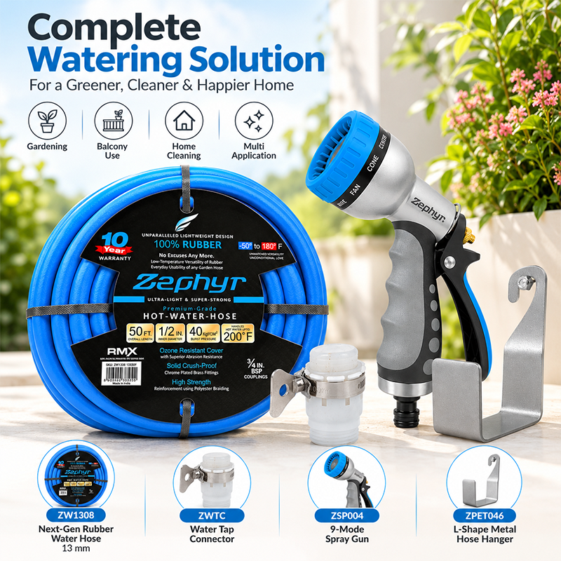 Zephyr Balcony Watering & Wash Kit – Rubber Hose 7.6 m