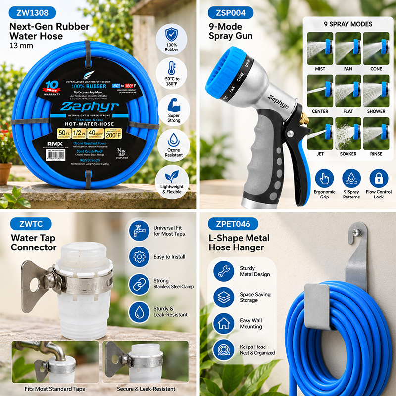 Zephyr Balcony Watering & Wash Kit – Rubber Hose 7.6 m