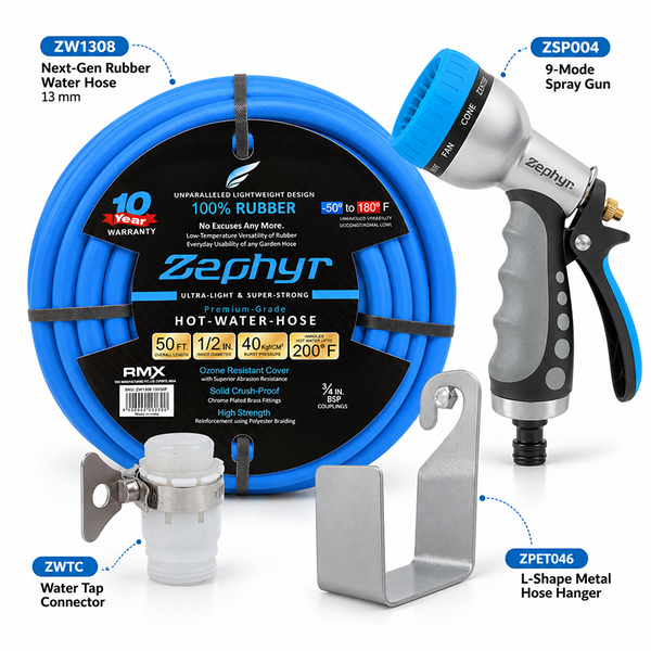 Zephyr Balcony Watering & Wash Kit – Rubber Hose 7.6 m