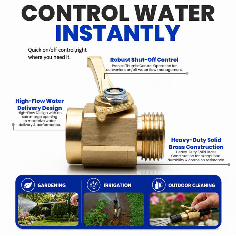 Zephyr Thumb Valve – Water 3/4" BSP Heavy-Duty Brass Hose Shut-Off Valve