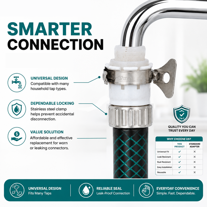 Zephyr Water Tap Connector – Universal Adjustable Faucet to 3/4" BSP Hose Adapter
