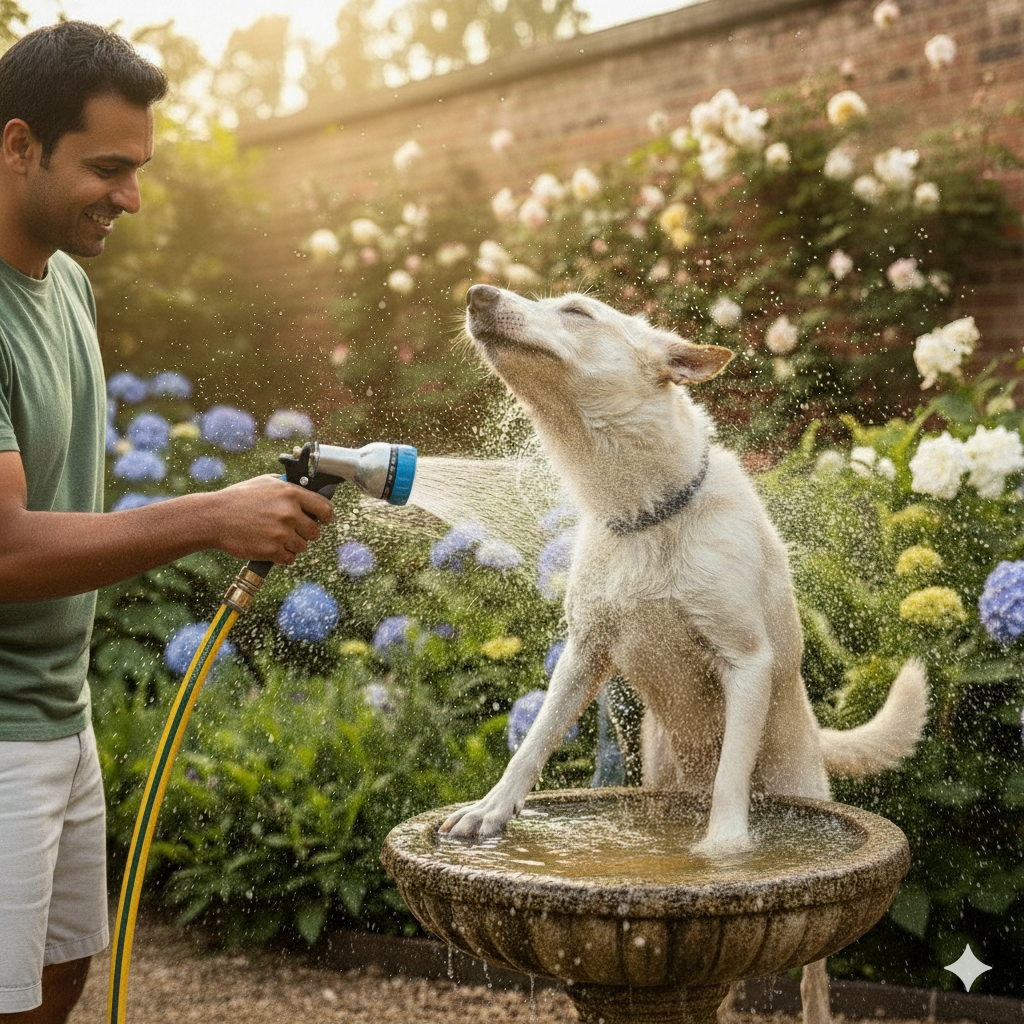 Zephyr Pet Bath Hose for Home Grooming with GentleFlow Shower Nozzle for Dogs & Cats (13 mm x 8 Mtr) Pet Wash Hoses