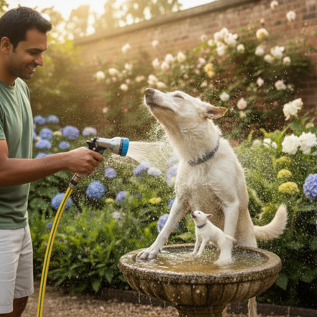 Zephyr All in One PET Wash Bundle with Hose 9-Mode Shower Nozzle & Hose Hanger for Home & Garden (19mm × 30M) Pet Wash