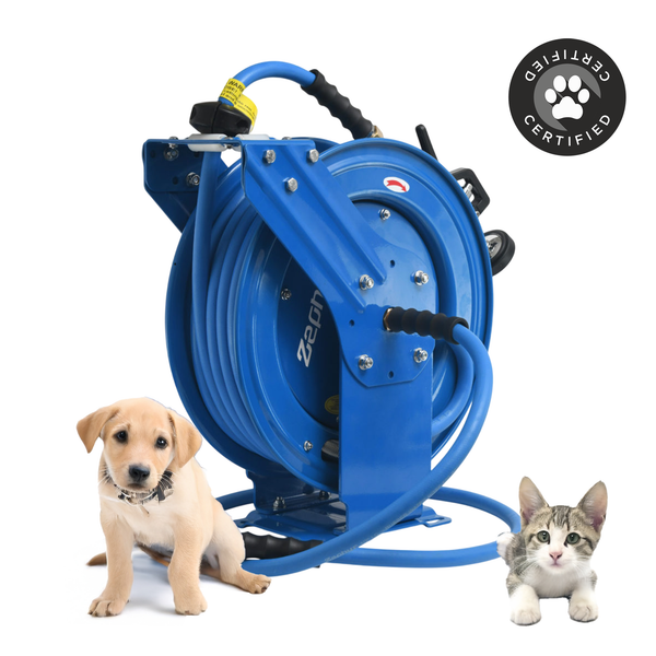 Zephyr Long-Reach Heavy Duty Pet Wash Station with with GentleFlow Shower Gun (13 mm × 30 m Dual Arm XL) Pet Wash Hose