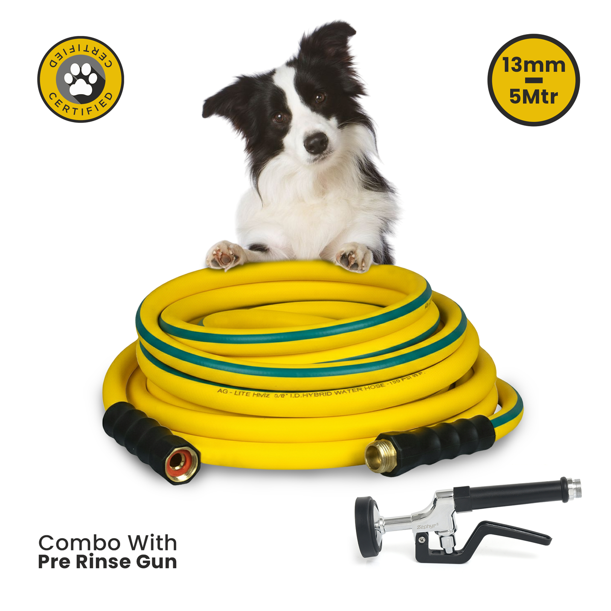 Zephyr Pet Bath Hose for Home Grooming with GentleFlow Shower Nozzle for Dogs & Cats (13 mm x 5 Mtr)